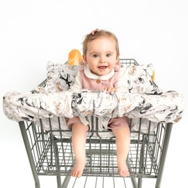 Binxy Baby 2-in-1 Cushy High Chair and Shopping Cart Cover for Baby, Comfortable Universal Fit Cover, Includes Storage Pouch - Coming Up Roses