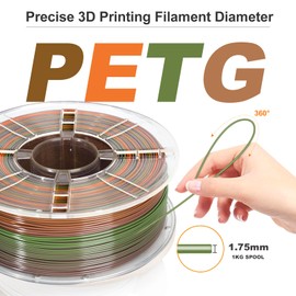 JAREES Rainbow 3D Printing Filament PETG Macaron Multicolor Gradient Filament 1.75mm, Green-Purple-Orange-Yellow PETG for Holiday Decoration, 1kg 330m Meters