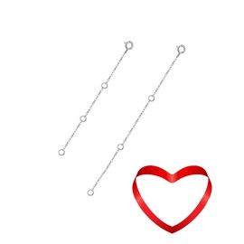 Dorella Sterling Silver Necklace Extenders Chain Set of 2 Pcs Pack 3" 4" - Solid 925 Sterling Silver Fine Chain Dianty Durable Adjustable