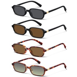 KUGUAOK Retro Rectangular Sunglasses for Women Trendy Small 90s y2k Square Sun Glasses UV Protection Travel Goggles