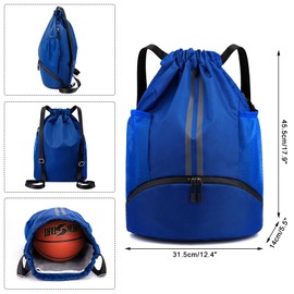 HUA ANGEL Lightweight Sports Backpack Women's Waterproof Unisex Sports Bag Basketball Bag with Wet Compartment Shoe Compartment for Swimming Travel Gym Yoga Basketball Football, royal, Travel