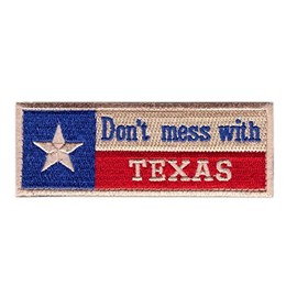 Tan Don't Mess with Texas Flag [Hook Fastener 4.0 Inch Patch] 2 Piece for Jackets, Vests, Back Packs, Hats, and Tactical Gear TX18