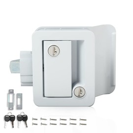 CROSSDESIGN White Paddle Entry Door Lock Latch Handle Knob Deadbolt Compatible with Most RV Doors (Most Common Lock)