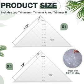 Kigley 2 Pcs Clearly Perfect Slotted Trimmers for Quilting PVC Quilting Template and Ruler for Accurate Cutting and Trimming Sewing Supplies for DIY Half-Square Triangles Strip Piecing
