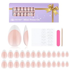 EBANKU 156 puntas de uñas postizas para niñas, uñas cortas clásicas francesas para niñas, uñas postizas de cobertura total para decoración de uñas.