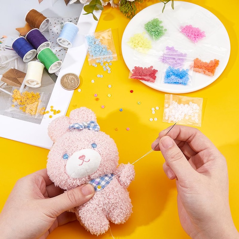 DICOSMETIC Pack of 1000 10 Colours Mini Round Buttons Tiny