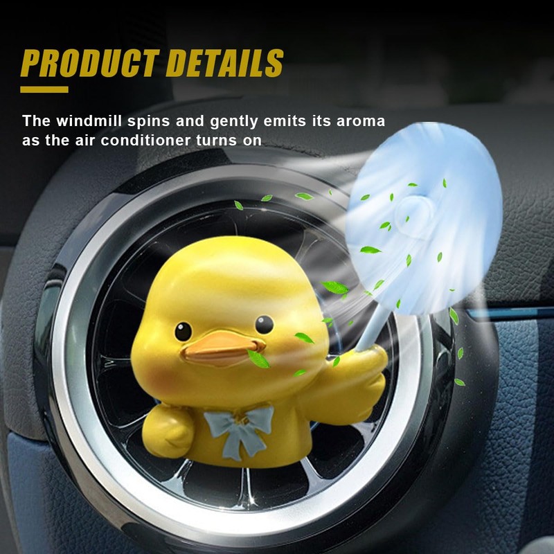 Cute Duck Car Air Fresheners Vent Clips, Rotating Windmill Car