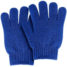 MOLOPPO Bath Glove 2PCS Use Loofah Sponge Exfoliating Body Scrubber Deep Cleansing Removes Dead Skin for Both Women and Men（Midnight Blue）