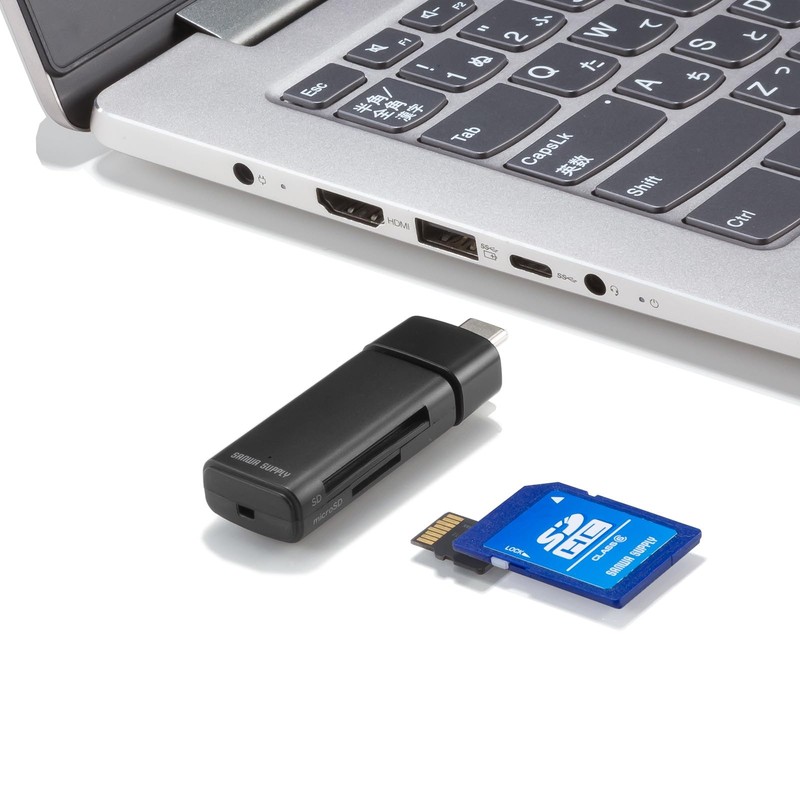 Sanwa Supply USB 5Gbps Type-C Card Reader ADR-5TCMSD1BK