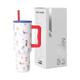 Simple Modern 4th of July 40 oz Trek Tumbler with Handle and Straw Lid | Cup Holder Friendly Insulated Stainless Steel Travel Mug | Patriotic Pets