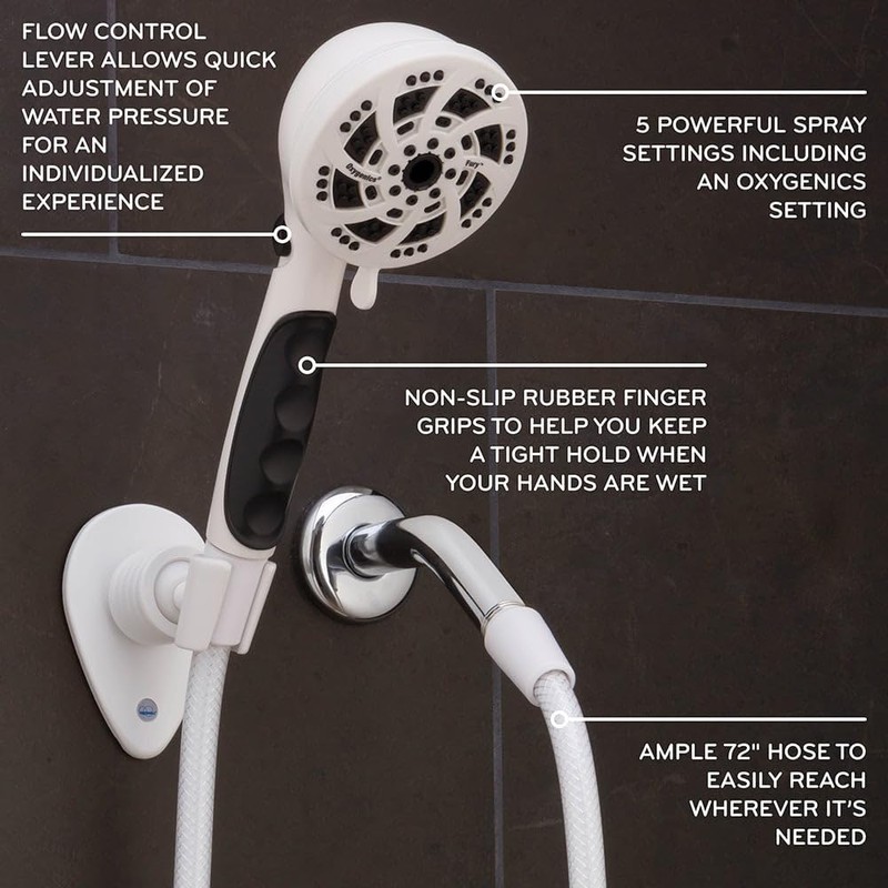 Oxygenics Fury RV Handheld Shower Head Kit, White