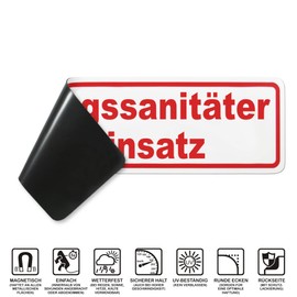Magnetic Sign "Rettungssanitäter im Einsatz" [German Language] | Magnetic Sign | Available in Three Sizes (40 x 11 cm)