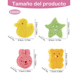 4 Piezas Esponja Para Baño Bebe, Esponja De Baño Para Bebe, Suave, Seguro, Adecuado Para La Piel Sensible y Fácil De Producir Espuma Con Cualquier Producto De Baño