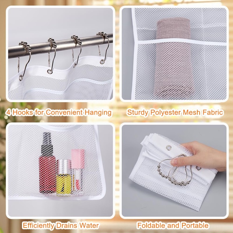 CRASPIRE 2 Pack Mesh Shower Caddy Bag Hanging Mesh Shower