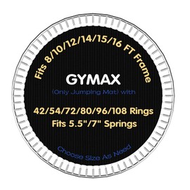 GYMAX Trampoline Mat, 8FT/10FT/12FT/14FT/15FT/16FT Trampoline Accessories Replacement Mat with 42/54/72/80/96/108 V-Rings & 8 Row Stitch, Using 5-7” Springs, Anti-UV Wear-Resistant Jumping Mat (12FT)