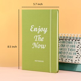 LLi Cufite Lined Journal Notebook, 160 Pages, Medium 5.7 inches x 8.5 inches - 100 gsm Thick Paper, Cotton Hardcover (A5, Green)