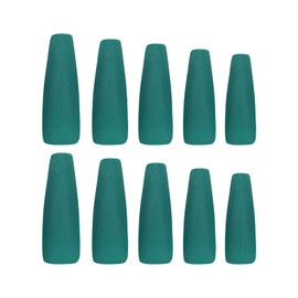 24pcs Extra Long Coffin Press on Nails Green Fake Nails Set Stick on Nails Removable Glue-on Nails Acrylic Full Cover False Nails Women Brides Nail Art Accessories