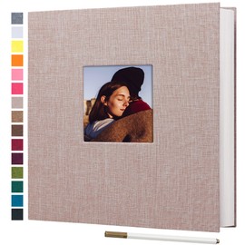 potricher Large Photo Album Self Adhesive 3x5 4x6 5x7 8x10 10x12 Pictures Linen Cover 40 Blank Pages Magnetic DIY Scrapbook Album with A Metallic Pen (Beige, 13.2x12.8 inch 40 Pages)