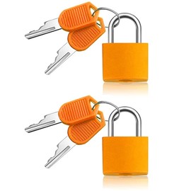 2 Pieces Luggage Locks Suitcase Padlocks Suitcase Locks with Keys Mini Brass Padlock Set for Travel Gym Locker Bags Holiday Cases (Orange)