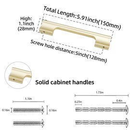 POVEFONK 10 Pack 5 Inch Brushed Gold Kitchen Cabinet Handles Cabinet Pulls Gold Drawer Pulls Kitchen Cabinet Hardware Kitchen Handles Drawer Pulls Dresser Handles