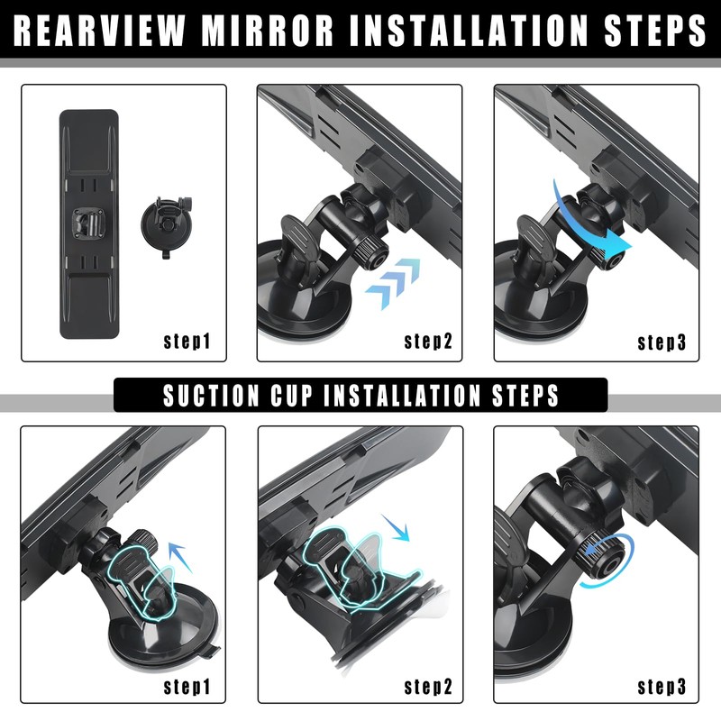12" Universal Rear View Mirror, Upgraded Larger Size Wide Angle