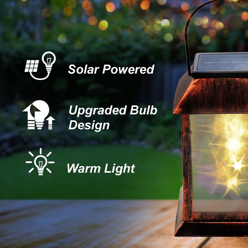 Aosethefrt Solar Lights for Outdoor Use, IP65 Waterproof Metal Hanging