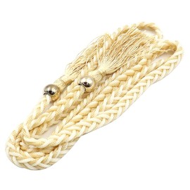 Sarini Elegant Tassel Belt for Women,Black Gold Chain Skinny Braided Waist Belt with Bowknot,Stylish Dress Accessory