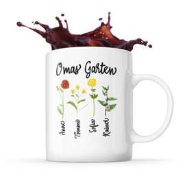 Omas Garten Oma Tasse als Geschenk zum Muttertag lustige Geschenkidee für deine Oma mit Namen Enkel Enkeln das perfekte Geschenk Kinder personalisiert