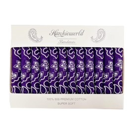 HankieWorld Bandanas Gift Set 12 Pack Soft Thin Handfeel Cotton Bandanna Scarf for men（12 Pack-Purple）