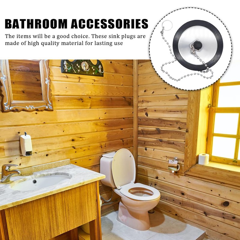 3-Pack Stainless Steel Sink Plug with Chain | Universal Drain