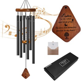 UPHIGHER 32" Memorial Wind Chimes – Deep, Soothing Tone Sympathy Gift for Loss of Loved One, Weatherproof Aluminum & Pine Wood, Outdoor Garden Decor, Christmas
