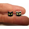 Black Cat Earrings - 925 Sterling Silver