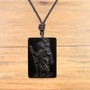 COAI Obsidian Stone Christian Saint Christopher Necklace Christian Necklace for