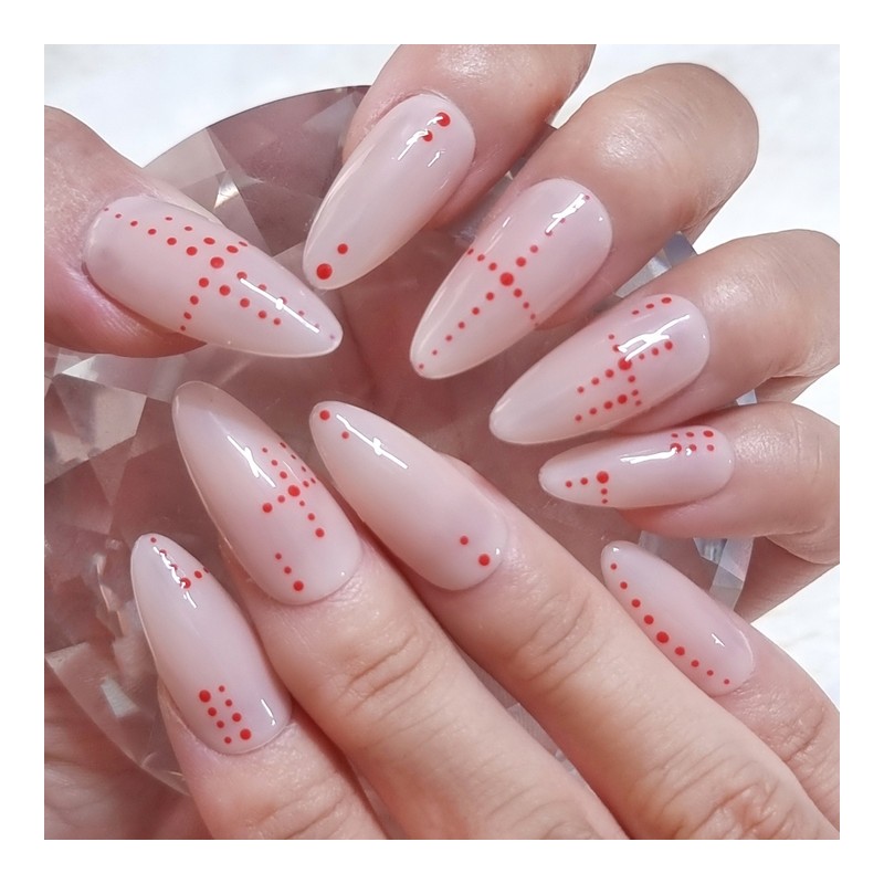 Red Henna Handmade Nail Tips - Short Ballerina / 레드헤나