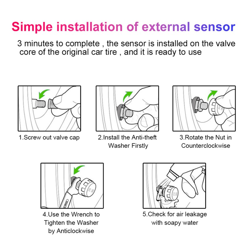 EOHMAK Motorcycle TPMS Wireless Tire Pressure Monitoring System with 2