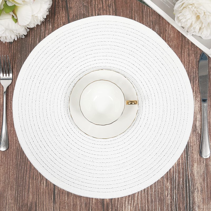 SHACOS Round Braided Placemats Set of 6 Round Table Mats