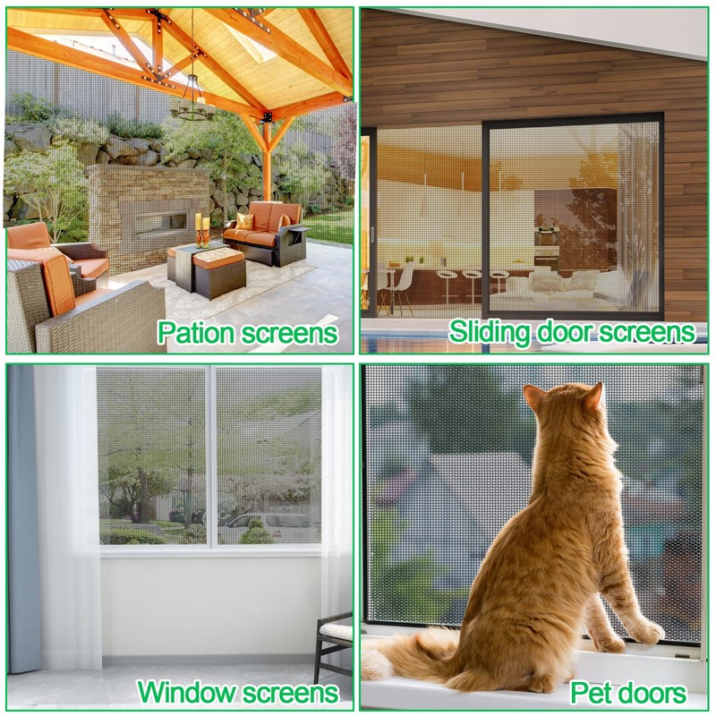 QWR Pet Proof Window Screen Replacement Kit, 48"x118" Durable High