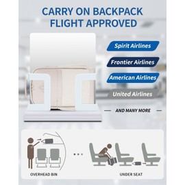 ECOHUB Travel Backpack for Women Men, 17.3" Laptop Backpack with Hat Clip Water-Resistant Carry On Casual Daypack Lightweight Personal Item Bag with USB Charging Port for Weekender Work School, Beige