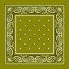 Olive Green Paisley Bandana - Single Piece 22x22