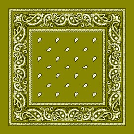Olive Green Paisley Bandana - Single Piece 22x22