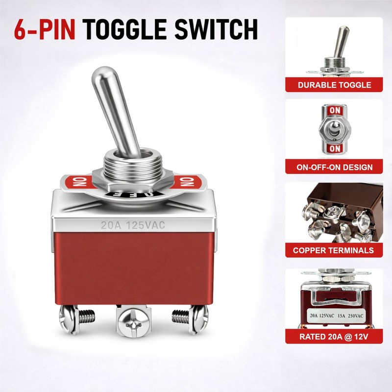 MGI SpeedWare One-Side Momentary Metal Toggle Switch | 20 Amp