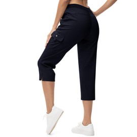 TBMPOY - Pantalones capri ligeros de secado rápido para mujer, con bolsillos tipo cargo, resistentes al agua, para viajes, estilo casual, al aire última intervensión, Azul marino, XXL