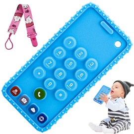 Besosay Baby Phone Teething Toys for 0-3, 0-6, 6-12 Months | Soft Silicone Baby Cell Phone Teethers