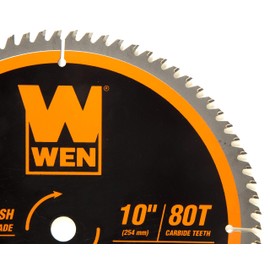 WEN BL1080 10-Inch 80-Tooth Carbide-Tipped Ultra-Fine Finish Professional Woodworking Saw Blade for Miter Saws and Table Saws