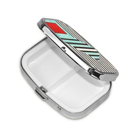 Geometric Art Transformation Illustration Weekly Pill Organizer - Square Travel Pill Box with Multiple Compartments, Ideal for Vitamins, Supplements, and Cod Liver Oil Storage.