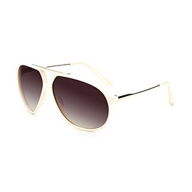 Scarface Retro Hip Hop Aviator Sunglasses (White & Gold, Brown Gradient)