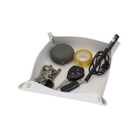 GUBEE PU Leder Taschenleerer, Leder Tablett,Valet Tray,Wasserdichtes und Leicht zu Reinigendes Tablett für Büro und Zuhause, Schreibtisch-Aufbewahrungsplatte für Key Coin Phone Jewelry Wallet (Weiß)