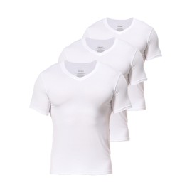 Comfneat Men's Undershirts Viscose V-Neck Cool Feeling T-Shirt 3-Pack (White 3-Pack, XL)