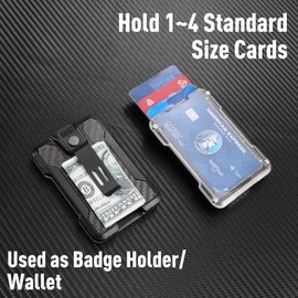 LAHAWAHA Carbon Fiber Badge Holder, Durable ID Card Holder with Metal Clip (Holds 1 to 4 Cards) Black.