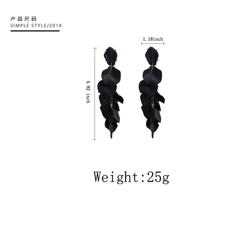 Long Hanging Tassel Rose Flower Petal Earrings Resin Statement Hanging